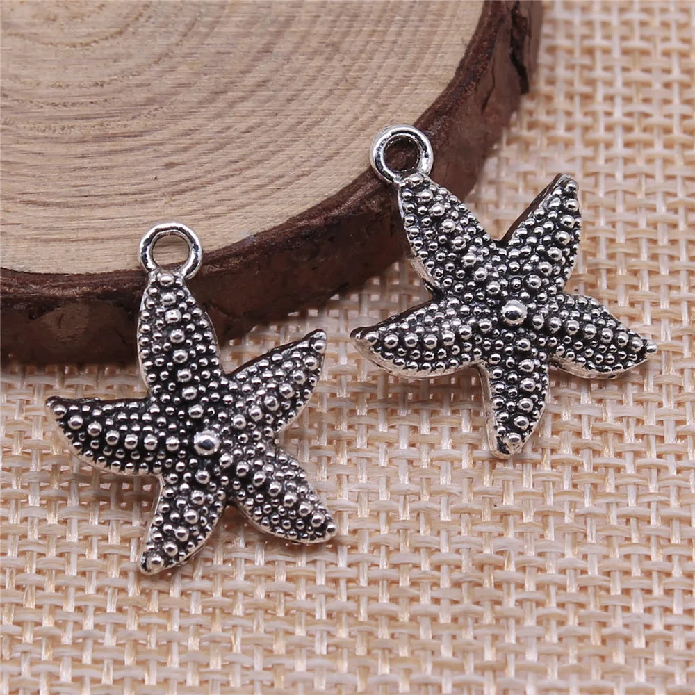 23x19mm 1.6g Multicolor Zinc Alloy Starfish Charm Pendant for DIY Ocean Theme Jewelry Making