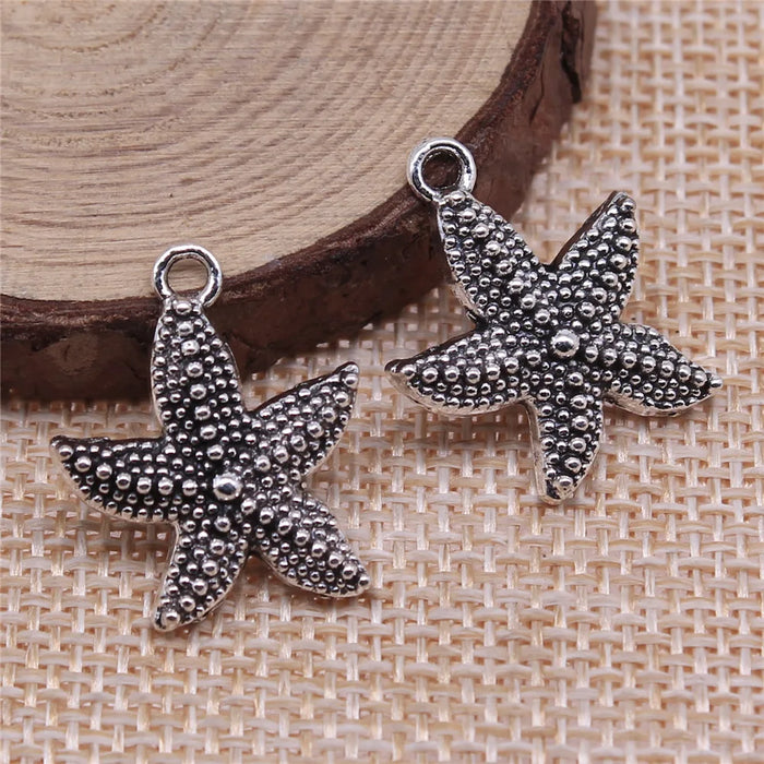 23x19mm 1.6g Multicolor Zinc Alloy Starfish Charm Pendant for DIY Ocean Theme Jewelry Making