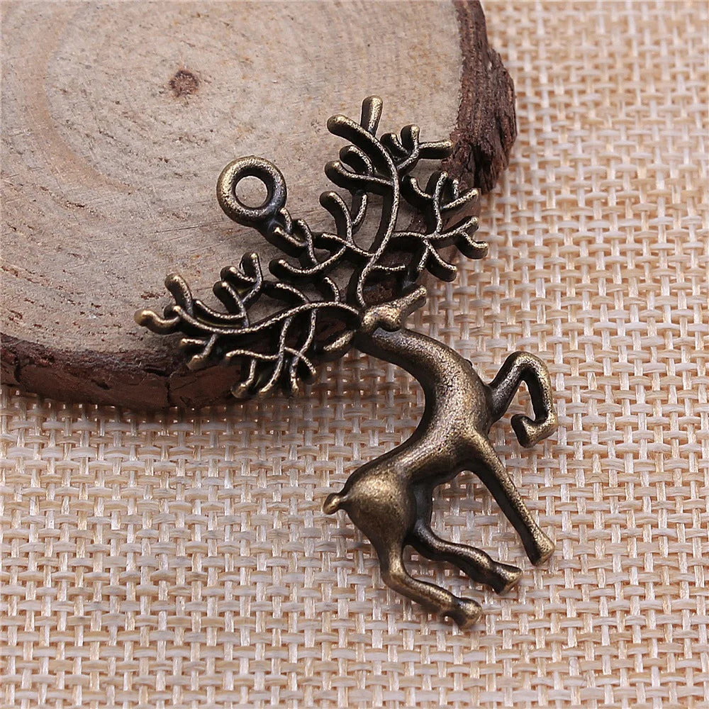 41x29mm 5.5g Antique Bronze Zinc Alloy Elk Charm Pendant for Cute Animal Necklace Bracelet Making