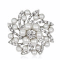 Elegant Pearl Rhinestone Flower Brooch, Alloy Crystal Lapel Pin Corsage For Women's Suit Accessory Gift