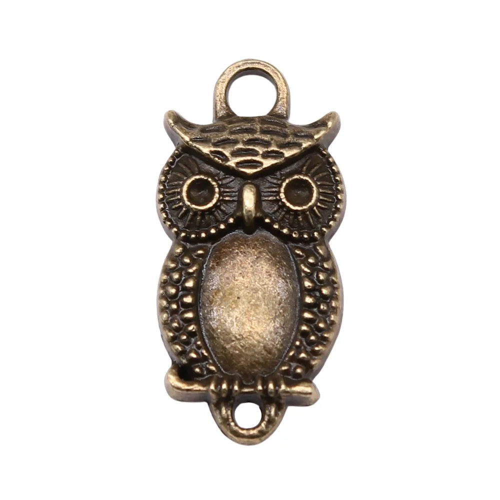 27x13mm 2.2g Zinc Alloy Owl Cat Connector Charm Pendant for DIY Necklace Bracelet Jewelry Making