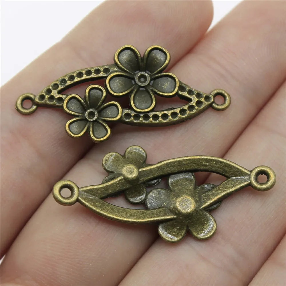 37x17mm 2.2g Multicolor Zinc Alloy Flower Connector Charm for DIY Necklace and Bracelet Making