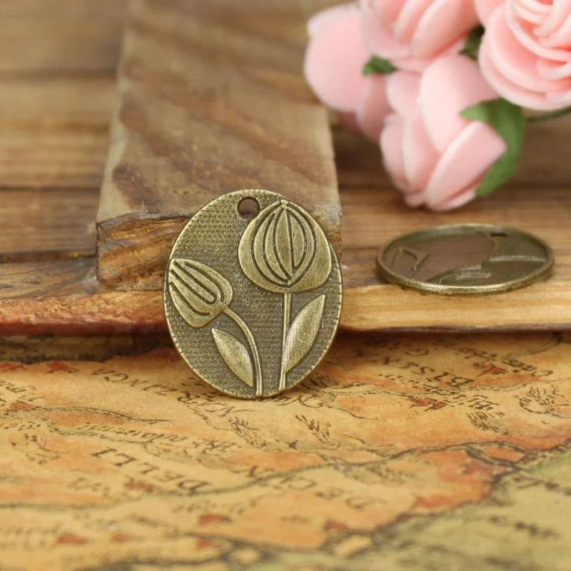 25x21MM Antique Silver Zinc Alloy Oval Charm Pendant for DIY Necklace Bracelet Jewelry Making
