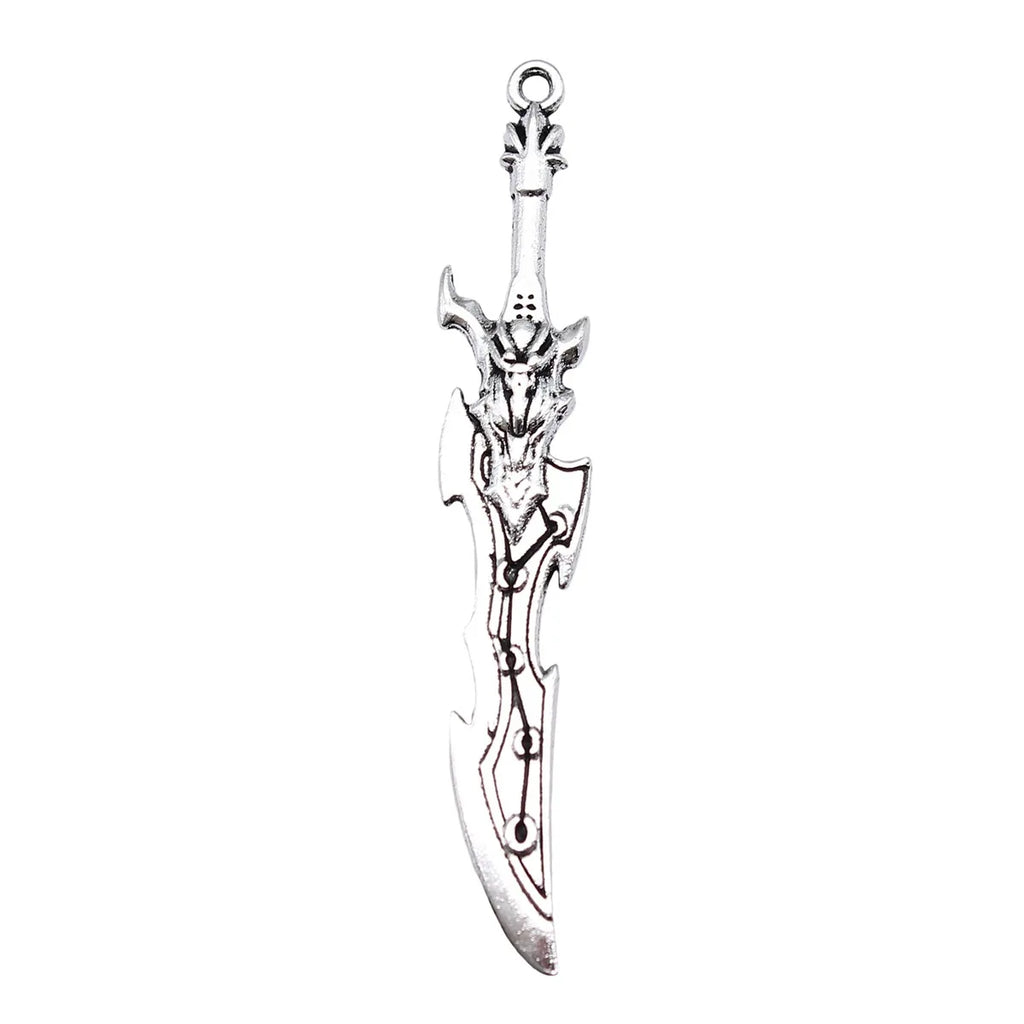 59mm 3.1g Antique Silver Zinc Alloy Seven Star Knife Charm Pendant for DIY Cosplay Jewelry Making