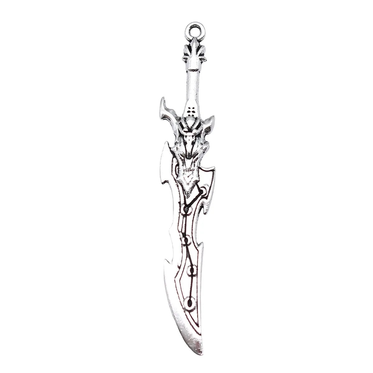 59mm 3.1g Antique Silver Zinc Alloy Seven Star Knife Charm Pendant for DIY Cosplay Jewelry Making