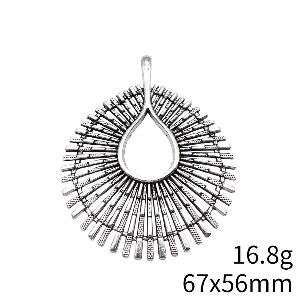 67x56mm 16.8g Multicolor Zinc Alloy Radiant Sunburst Geometric Pendant for DIY Statement Jewelry Making