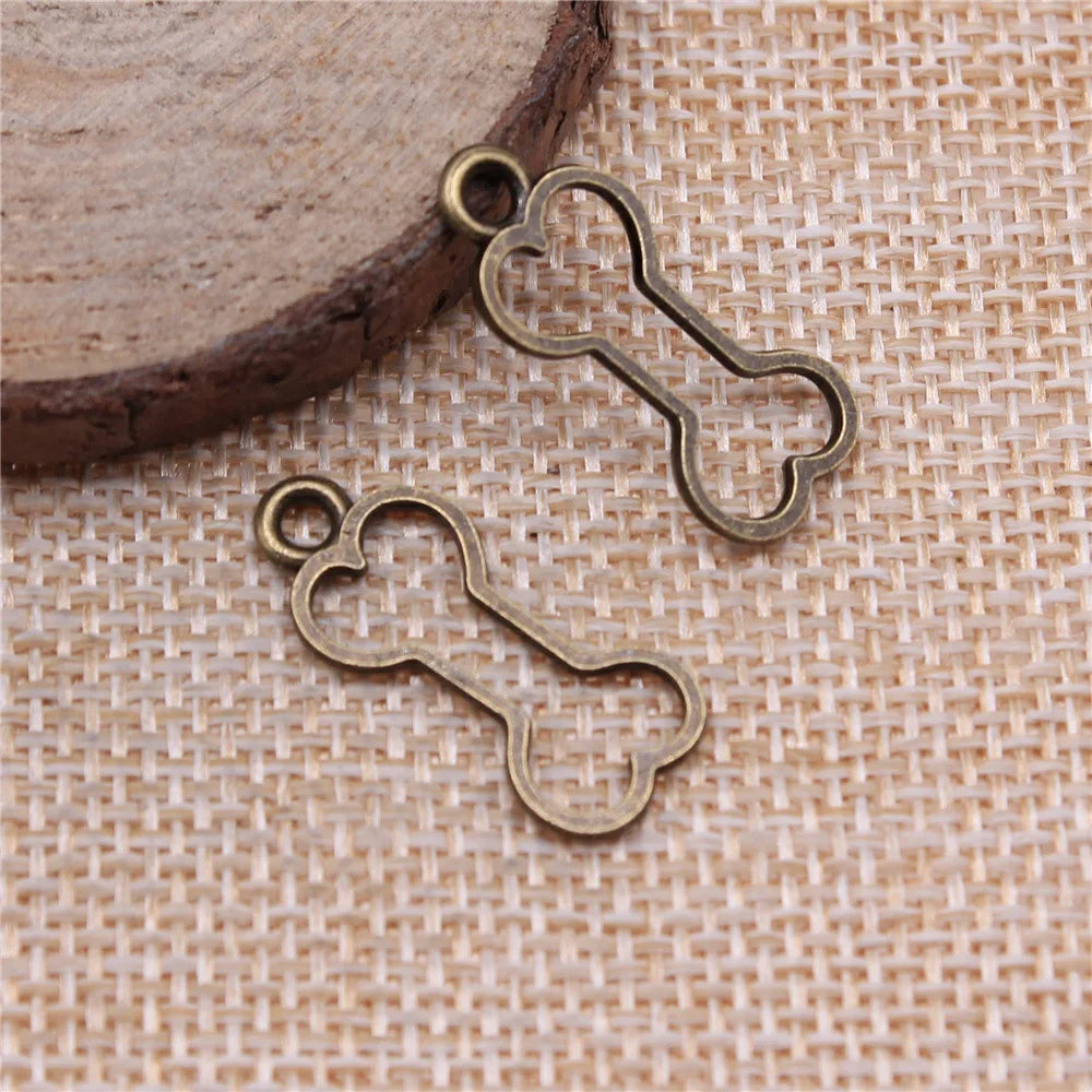 25x11mm 0.8g Multicolor Zinc Alloy Hollow Bone Charm Pendant for Pet Theme DIY Jewelry Making