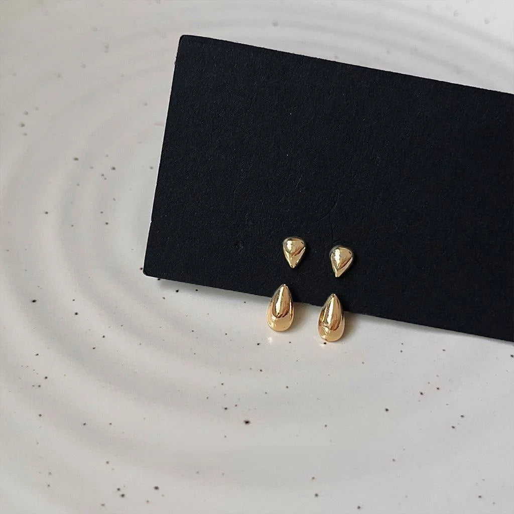 Light Luxury Minimalist 14K Gold Plated Copper Teardrop Two-Way Stud Earrings for Women