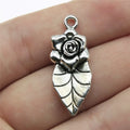 32x13mm 2.4g Antique Silver Zinc Alloy Flower Leaf Charm Pendant for DIY Jewelry Making