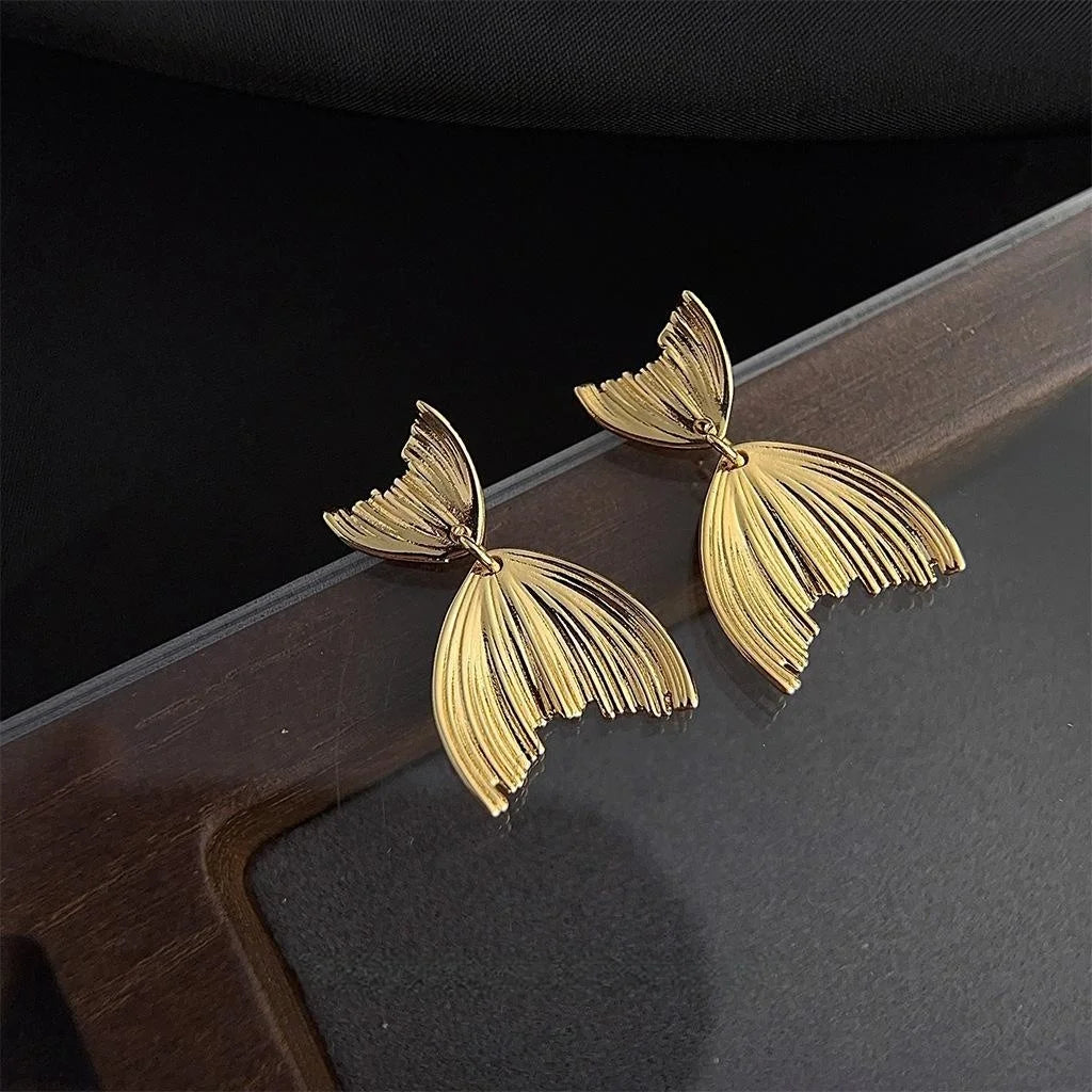 14K Plated Copper Geometric Fishtail Drop Earrings, Trendy Style Jewelry 2026