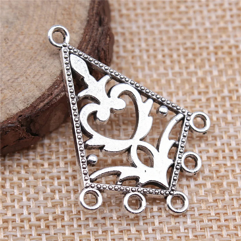 37x27mm 2.3g Multicolor Zinc Alloy Openwork Earring Connector Charms for DIY Earring Jewelry Making