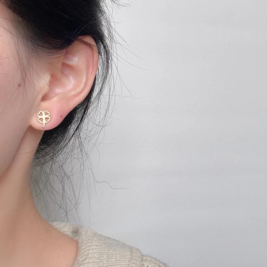 Copper Flower Stud Earrings Asymmetric Flower Minimalist Commuter Jewelry