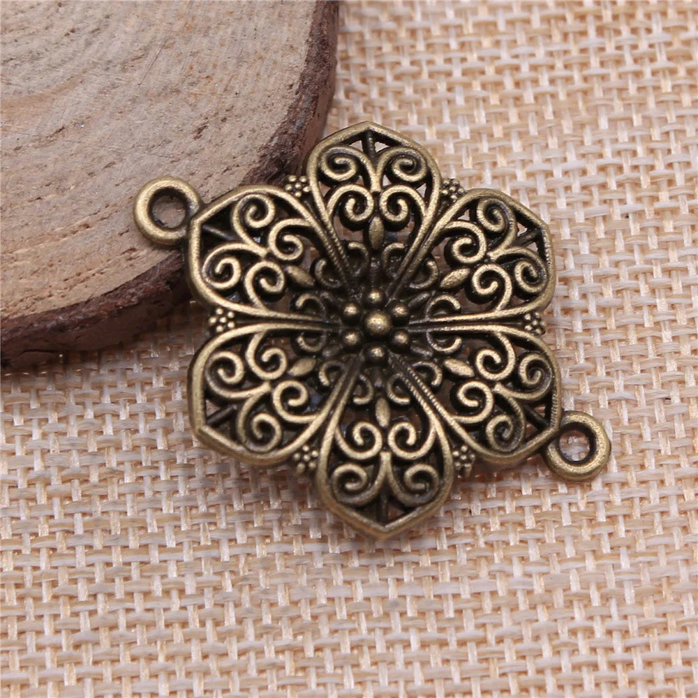 40x28mm 3.5g Multicolor Zinc Alloy Flower Connector Charm for DIY Earrings Bracelet Jewelry Making