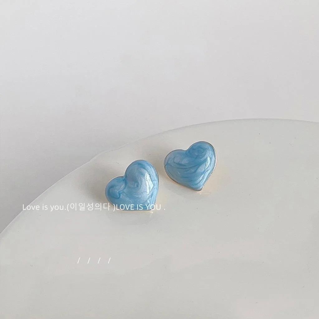 Summer Sweet Heart Enamel Alloy 14K Plated Stud Earrings