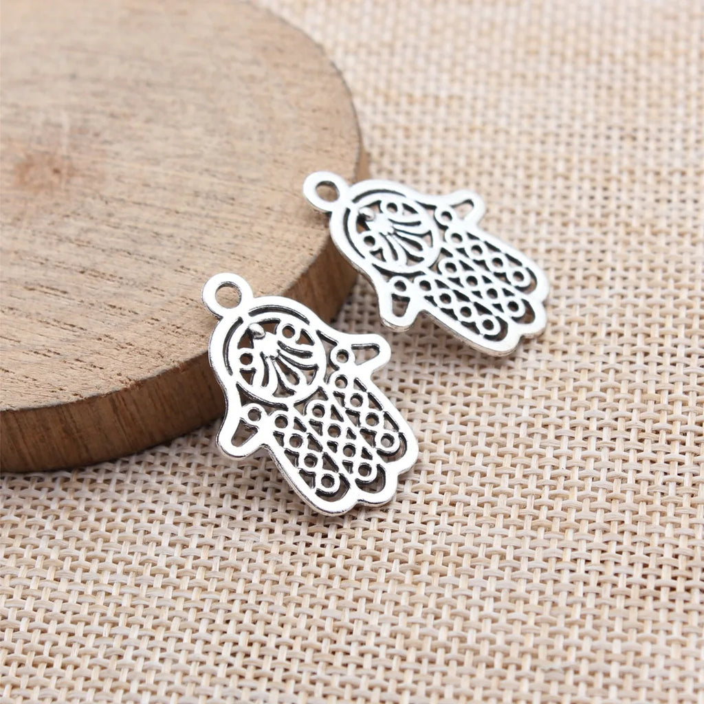 28x21mm 1.75g Antique Silver Zinc Alloy Hand Palm Charm Pendant for Necklace Bracelet DIY Jewelry Making