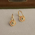 Designer Chinese Style Enamel Painted Geometric Copper Drop Earrings For Women