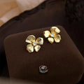 Original Designer 18K Gold Plated Copper Zircon Flower Stud Earrings