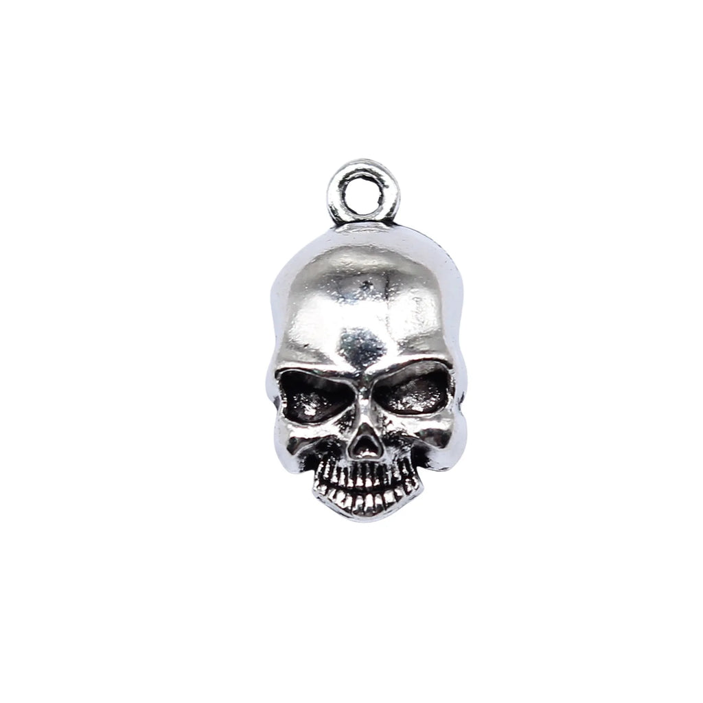 18x10mm 1.2g Antique Silver Zinc Alloy Skull Charm Pendant for DIY Necklace Bracelet Jewelry Making