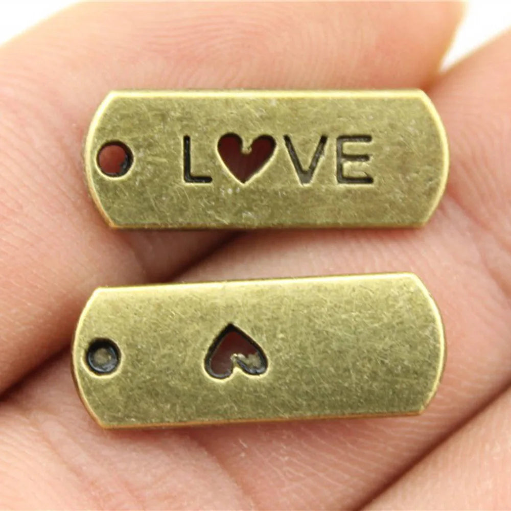 21x8mm 1.8g Zinc Alloy LOVE Word Tag Letter Charm Pendant for DIY Necklace and Bracelet Making