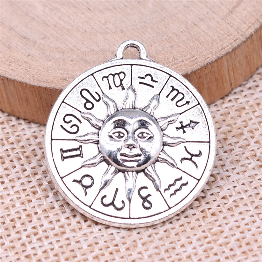 30x27mm 8.33g Multicolor Zinc Alloy Chinese Zodiac Sun Charm Pendant for DIY Necklace Bracelet Making