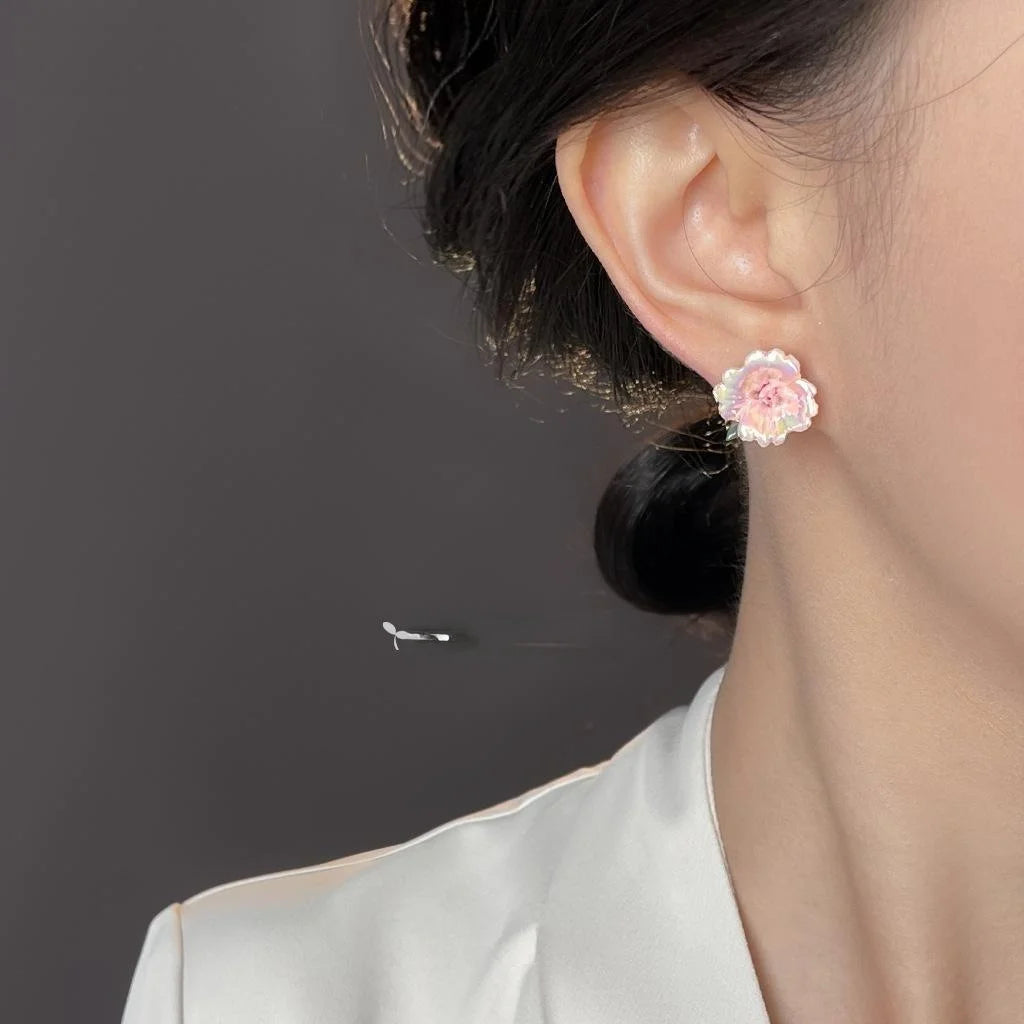 Ceramic Flower Stud Earrings Fairy Style Petal Design Fresh Sweet Forest Jewelry