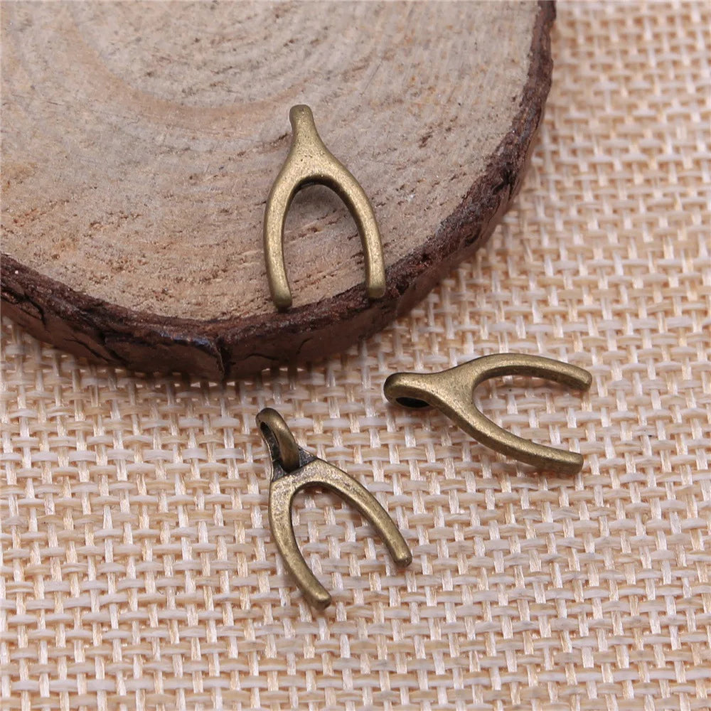 15x8mm 0.5g Multicolor Zinc Alloy Wishbone Charm Pendant for DIY Necklace Bracelet Jewelry Making