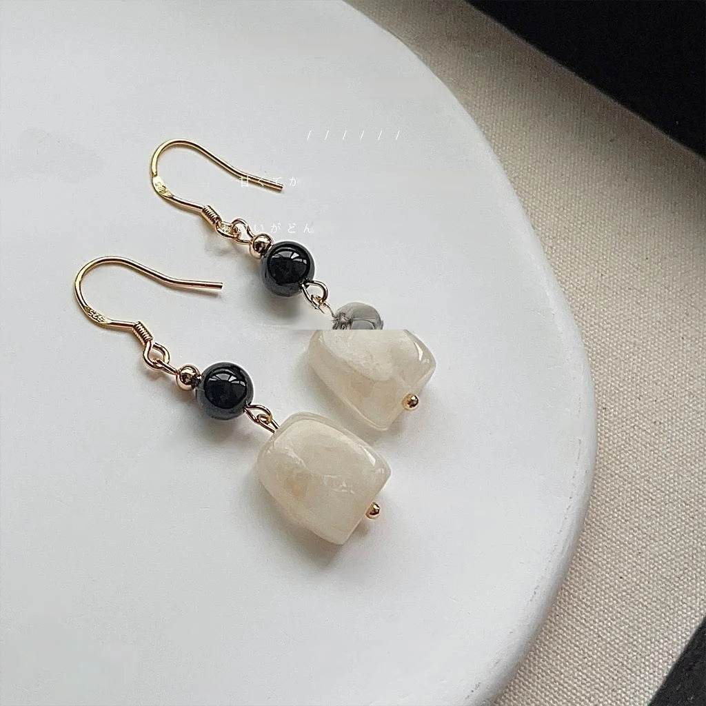 Original Handmade Copper Geometric Line Drop Earrings Elegant Court Style Jewelry for Women