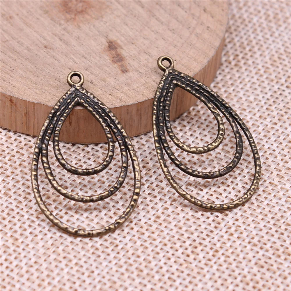 35x22mm 1.4g Zinc Alloy Triple Waterdrop Teardrop Earring Connector Charms for DIY Earrings Jewelry Making