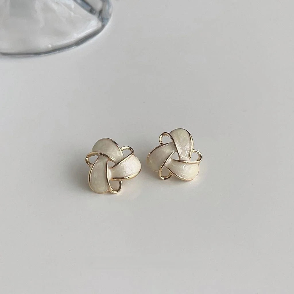 Luxury Flower Stud Earrings 14K Plated Metal Drip Oil Fashion Jewelry