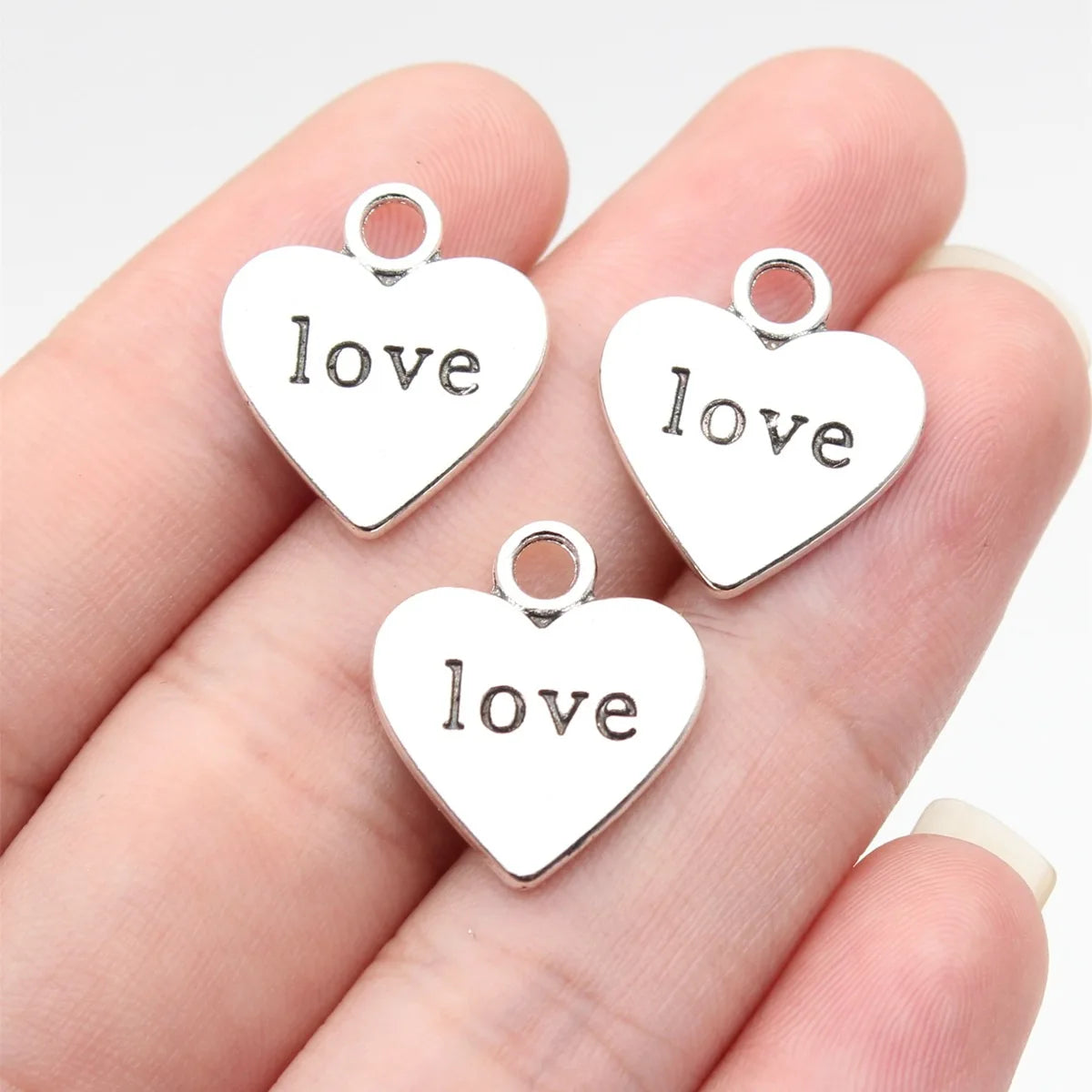 19x16mm 1.9g Multicolor Zinc Alloy Double Sided LOVE Heart Charm Pendant for DIY Jewelry Making