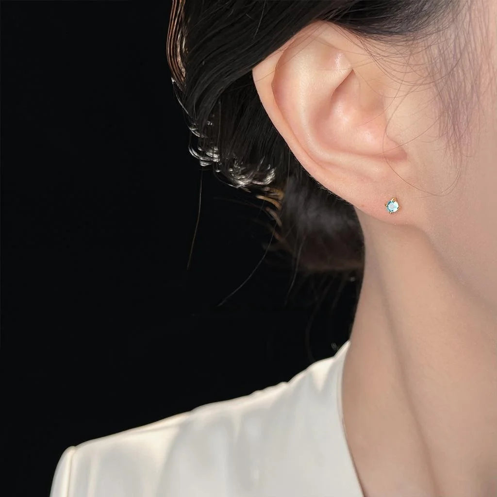 Mini Geometric Zircon Pearl Stud Earrings, Light Luxury Simple Student Style