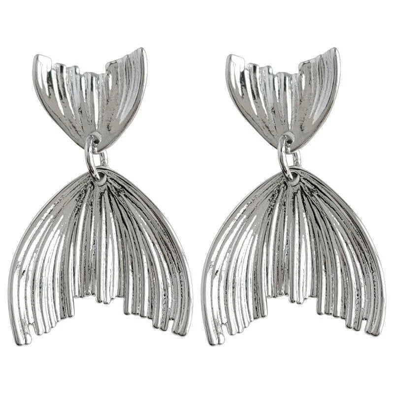 2024 New Luxury Silver Plated Copper Fish Tail Drop Earrings For Women