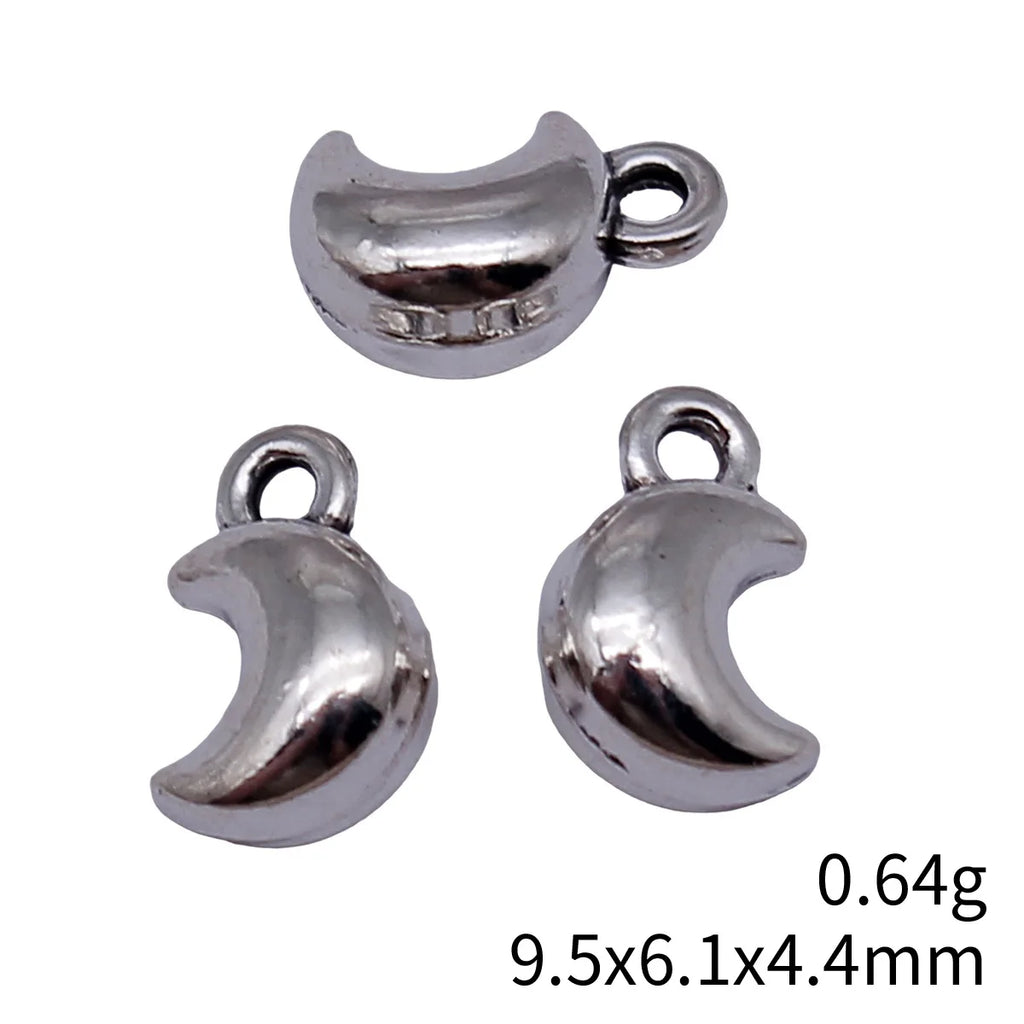 9.5x6.1x4.4mm 0.64g Antique Silver Zinc Alloy Moon Charm Pendant for DIY Bracelet Necklace Jewelry Making
