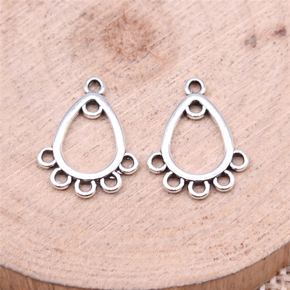 16x12mm 0.46g Multi Color Zinc Alloy Waterdrop Teardrop Earring Connector Charms for DIY Earring Making