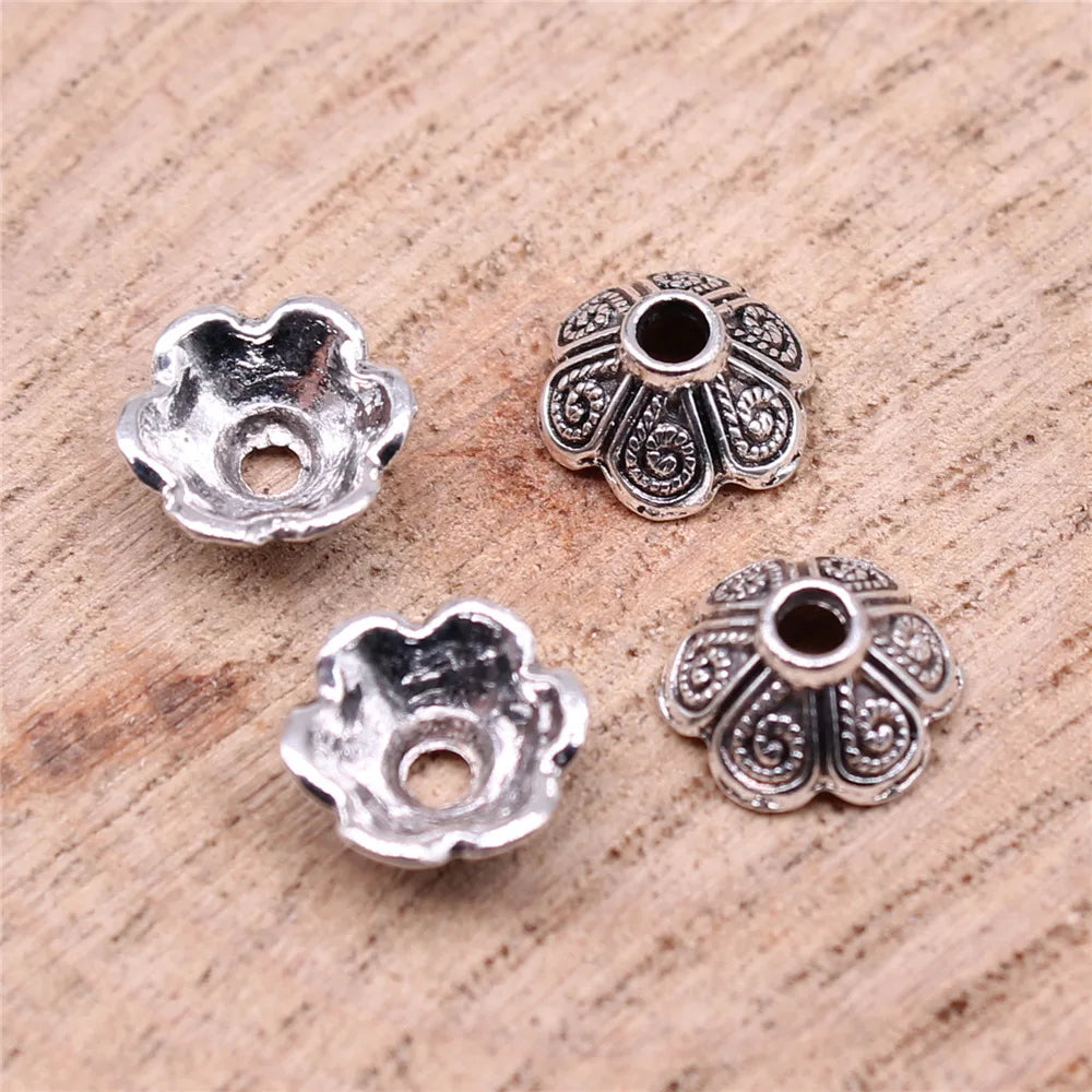 9x9x4mm 0.4g Multicolor Zinc Alloy Flower Bead Cap Jewelry Findings for DIY Necklace Bracelet Making