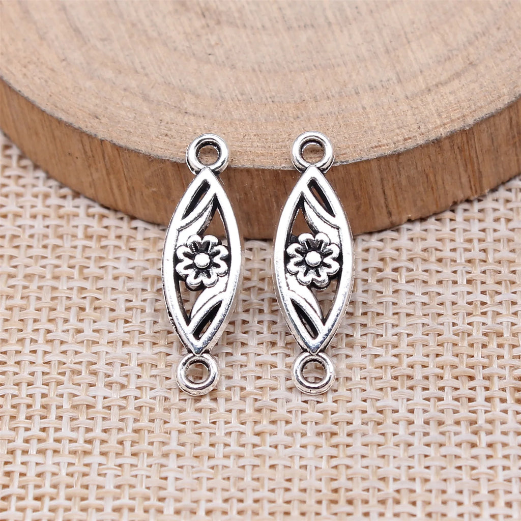 24x7mm 0.95g Multicolor Zinc Alloy Flower Connector Charm for DIY Bracelet Necklace Jewelry Making