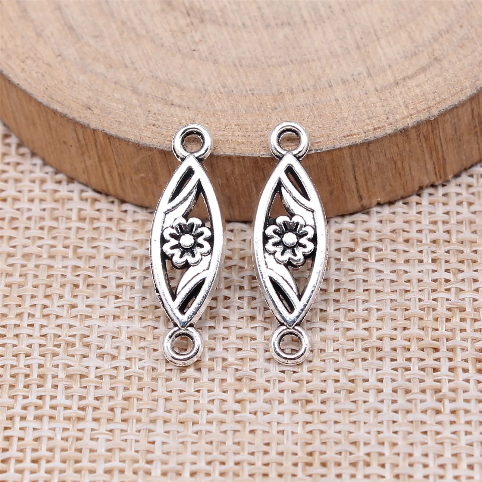 24x7mm 0.95g Multicolor Zinc Alloy Flower Connector Charm for DIY Bracelet Necklace Jewelry Making