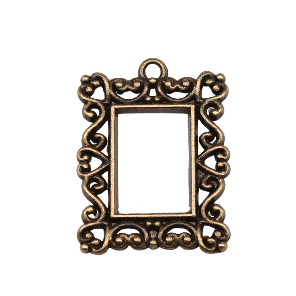 20x15mm 2.3g Multicolor Zinc Alloy Rectangle Picture Frame Charm Pendant for DIY Necklace Bracelet Making