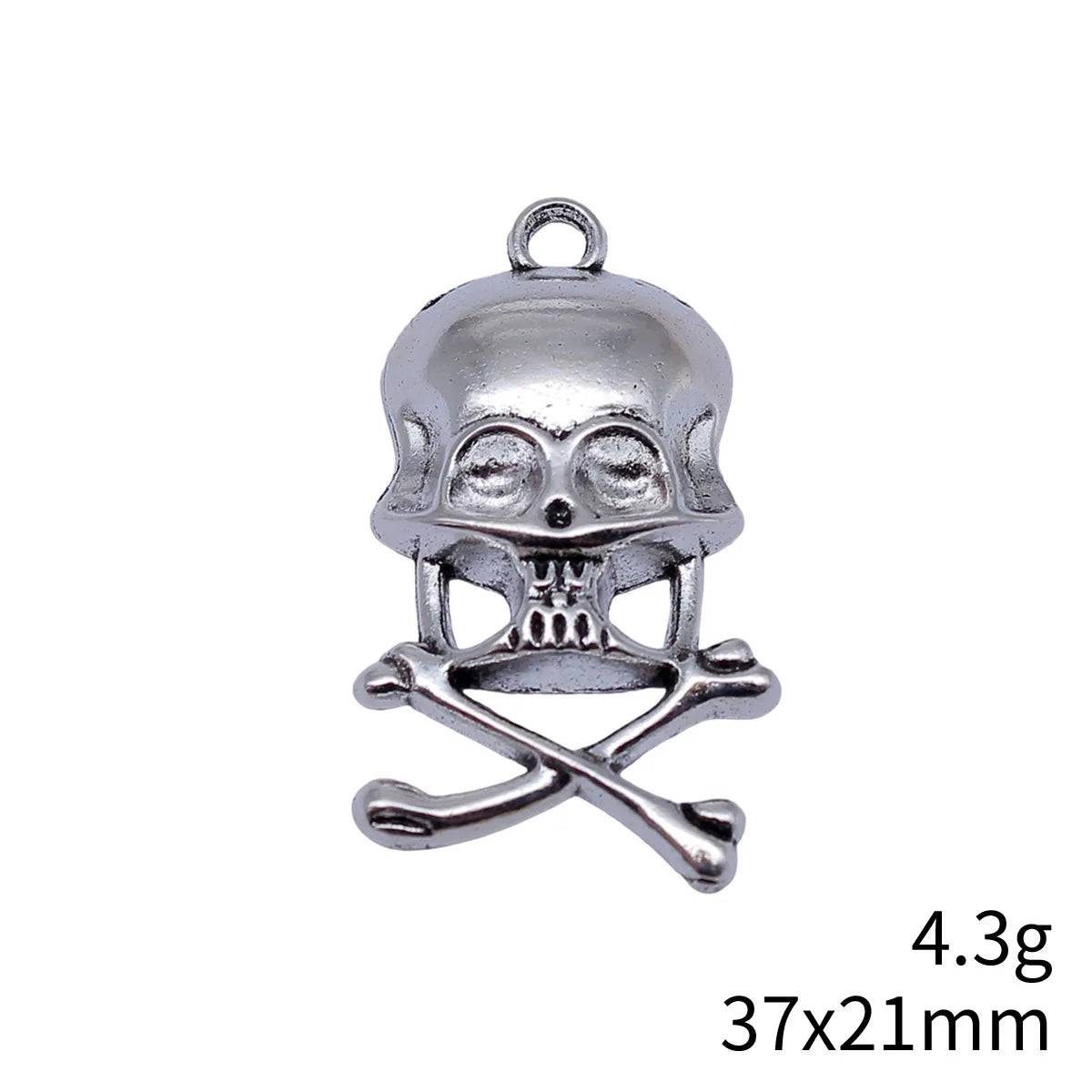 37x21mm 4.3g Multicolor Zinc Alloy Skull charm pendant for gothic necklaces and clothing accessories
