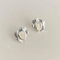 Irregular Geometric Alloy Stud Earrings, Niche Designer Sweet Cool Minimalist Ear Jewelry
