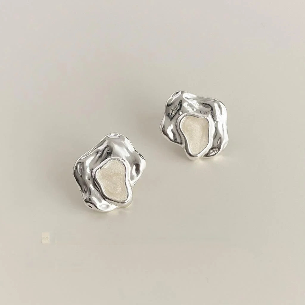 Irregular Geometric Alloy Stud Earrings, Niche Designer Sweet Cool Minimalist Ear Jewelry