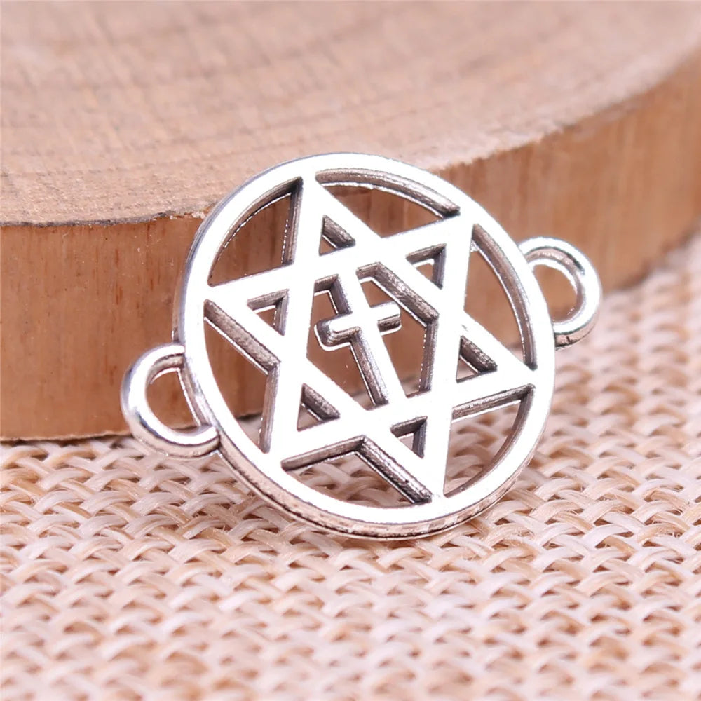21x16mm 1.2g Antique Silver Zinc Alloy Hexagram Cross Connector Charm for DIY Jewelry Making