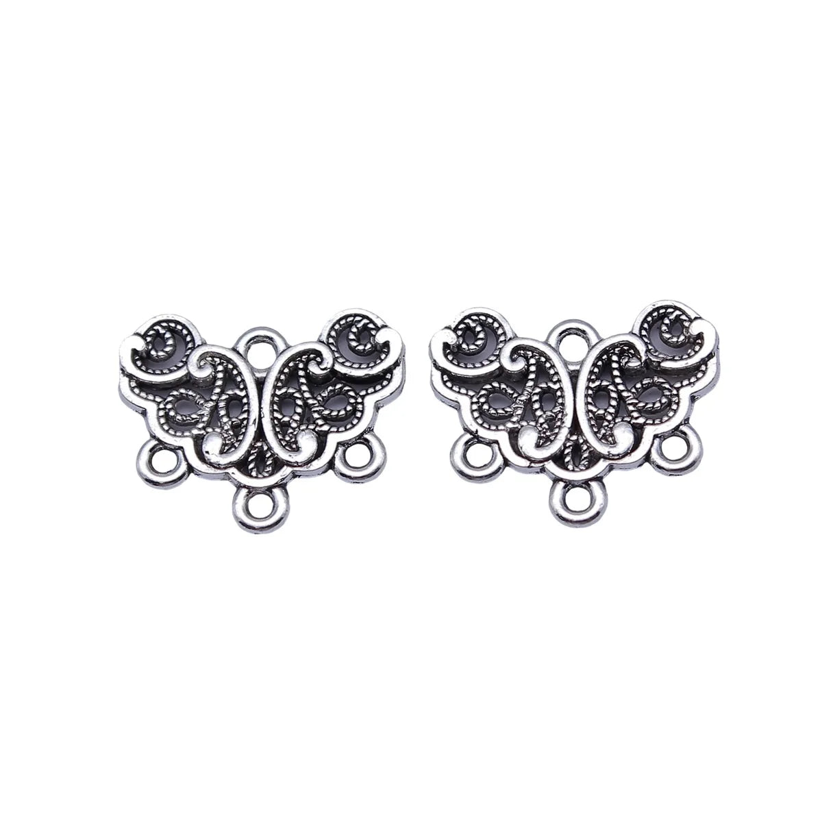 18x15mm 1.15g Antique Silver Zinc Alloy Earring Connector Charm for DIY Earrings and Jewelry Making