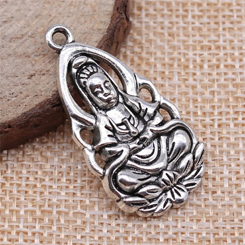 36x18mm 5.2g Multicolor Zinc Alloy Buddha Charm Pendant for DIY Jewelry Making