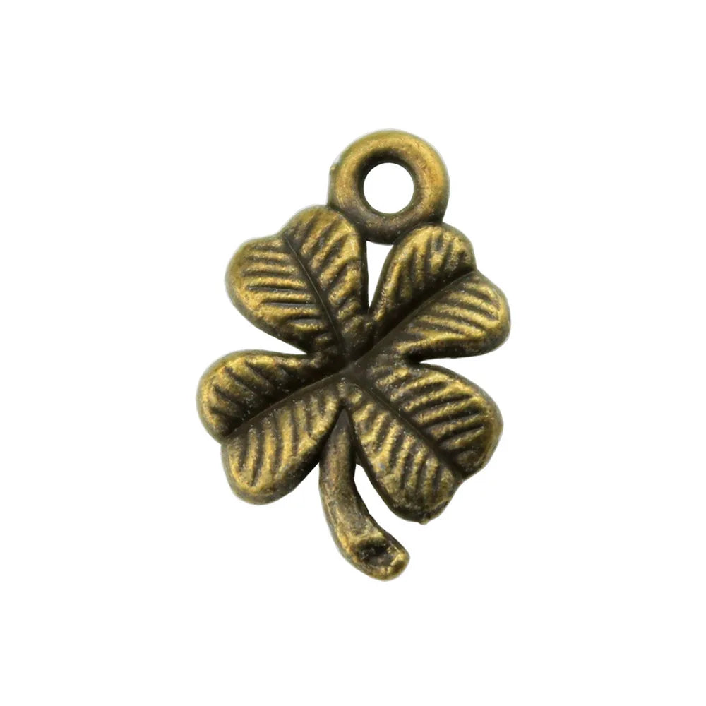17mm 0.8g Multicolor Zinc Alloy Four Leaf Clover Charm Pendant for Bracelet Necklace Making
