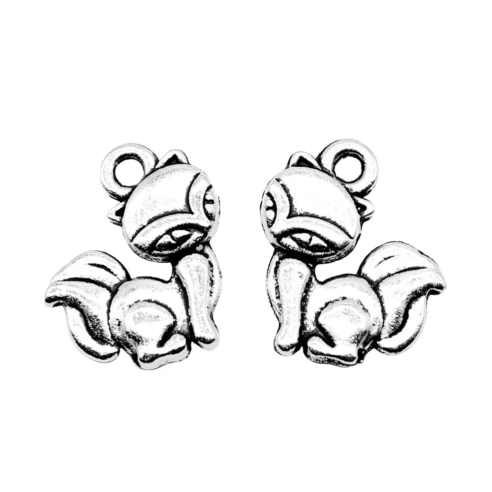 15x14mm 1g Antique Silver Zinc Alloy Small Fox Charm Pendant for DIY Bracelet Necklace Jewelry Making