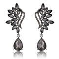 Luxury Champagne Crystal Leaf Drop Earrings With Rhinestone Teardrop Dangle For Wedding Banquet Party