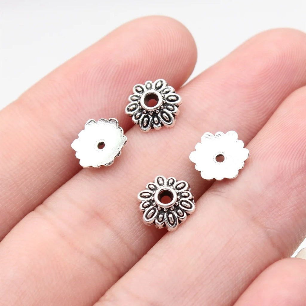 7.9x7.9x2.7mm 0.27g Multicolor Zinc Alloy Flower Bead Caps for Spacer Beads Bracelet DIY Jewelry Making