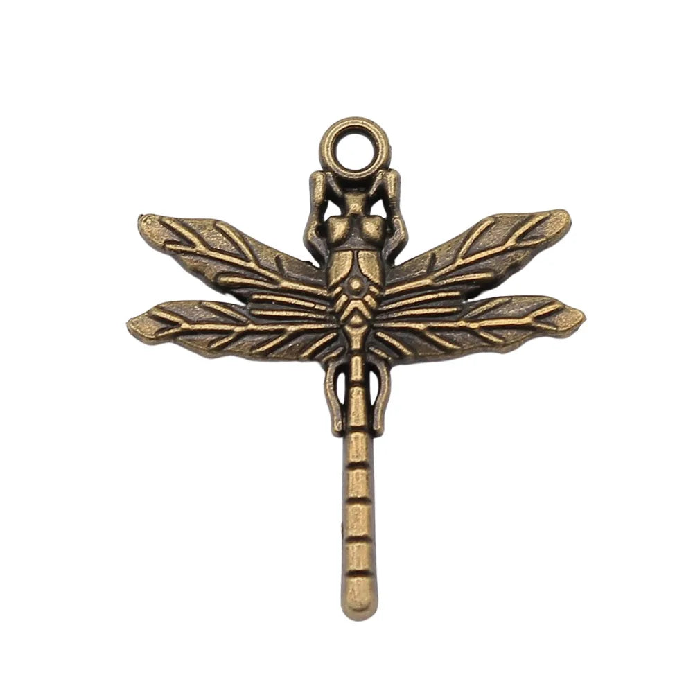 31x28mm 2.7g Multicolor Zinc Alloy Dragonfly Charm Pendant for DIY Flying Animal Jewelry Making