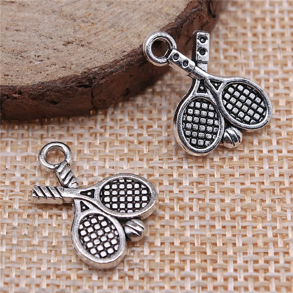 18x14mm 1.5g Multicolor Zinc Alloy Tennis Racket Charm Pendant for DIY Sports Theme Jewelry Making